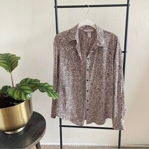 Cheetah Printed Button Down Collared Shirt 2